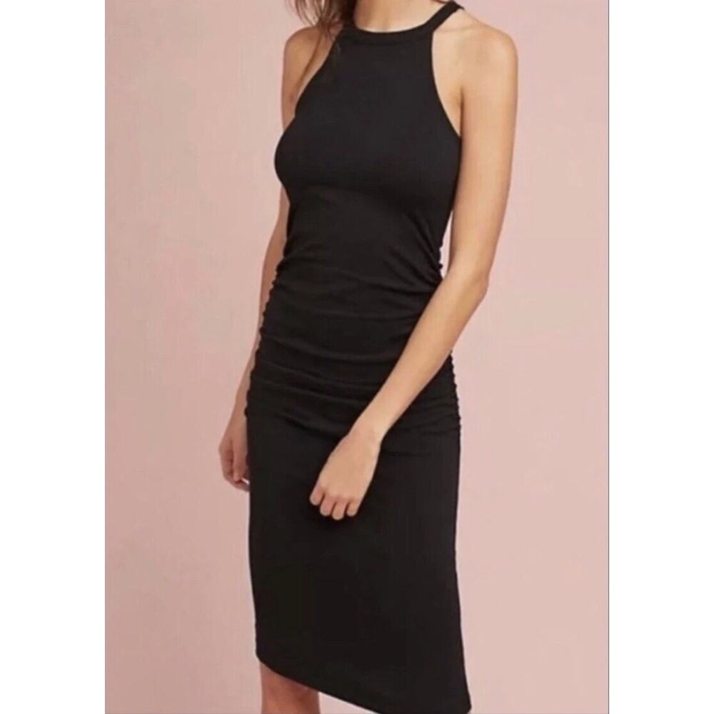 Michael Stars Black Ruched RacerBack Midi Dress – Size Large